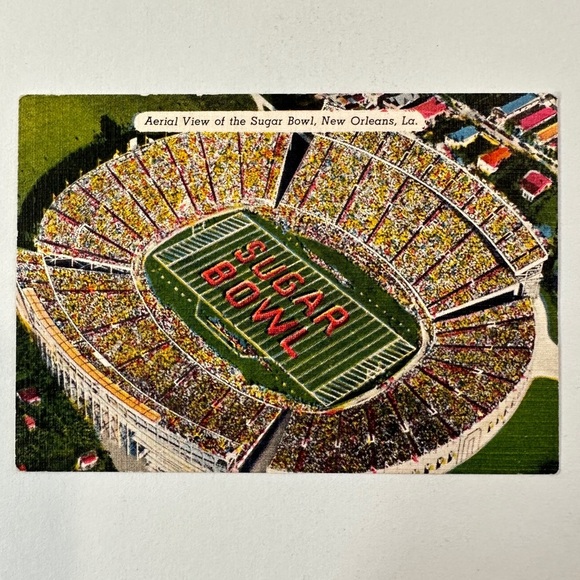 Ariel View of the Sugar Bowl New Orleans Mini Postcard - Picture 2 of 3